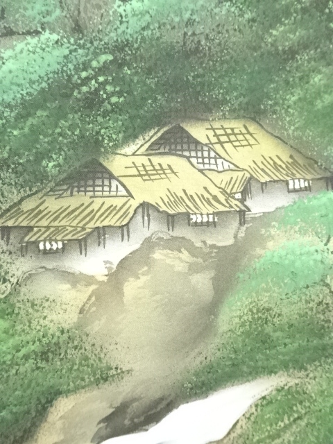道具 ] - 道具 喜山筆 彩色山水 肉筆絹本掛軸 | ネットショップ圭